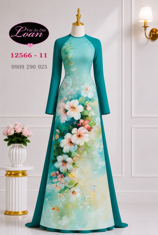 Vải áo dài hoa in 3D