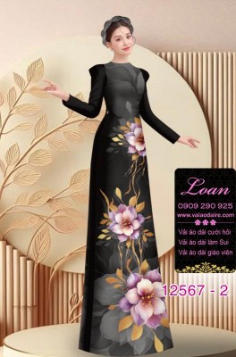 Vải áo dài hoa in 3D-DT 12567