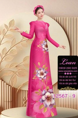 Vải áo dài hoa in 3D-DT 12567