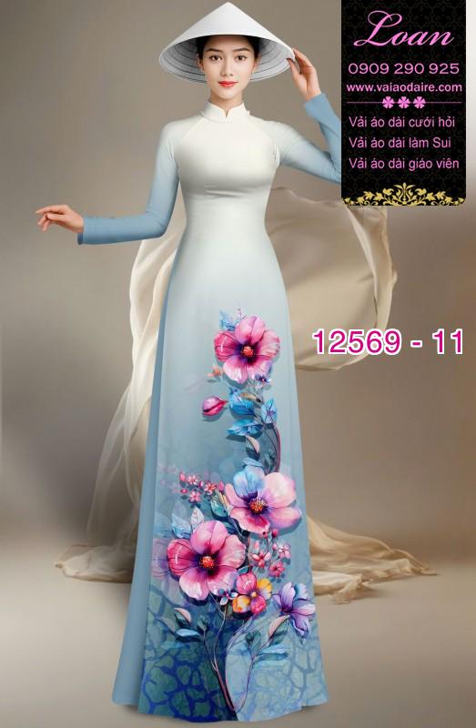 Vải áo dài hoa in 3D