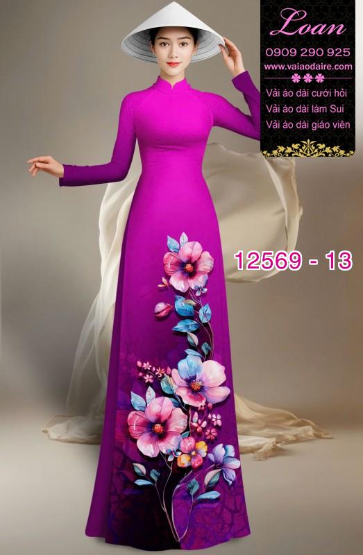 Vải áo dài hoa in 3D