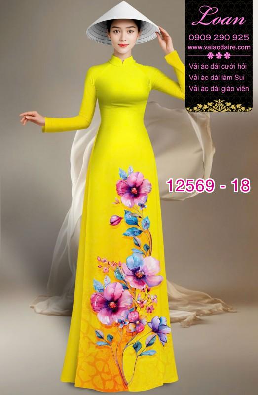 Vải áo dài hoa in 3D