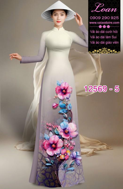 Vải áo dài hoa in 3D