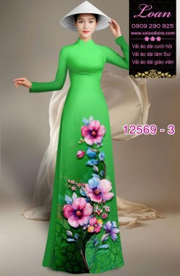 Vải áo dài hoa in 3D-DT 12569