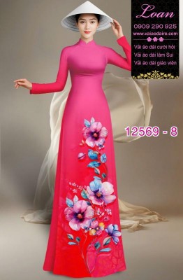 Vải áo dài hoa in 3D-DT 12569