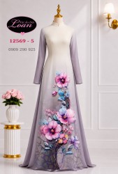 Vải áo dài hoa in 3D