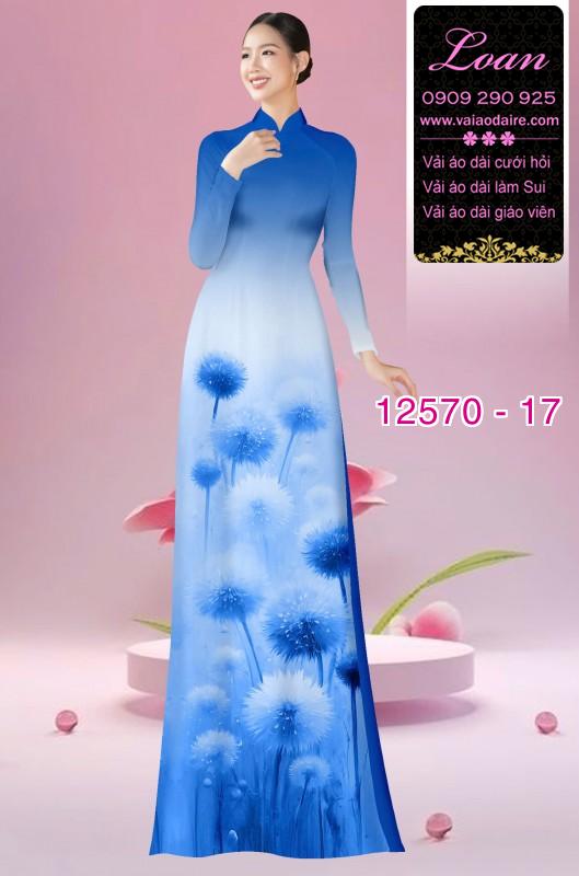 Vải áo dài hoa bồ công anh in 3D