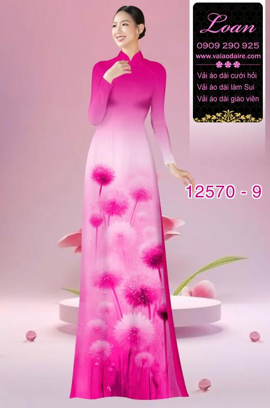 Vải áo dài hoa bồ công anh in 3D