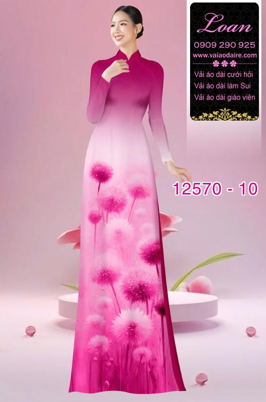 Vải áo dài hoa bồ công anh in 3D