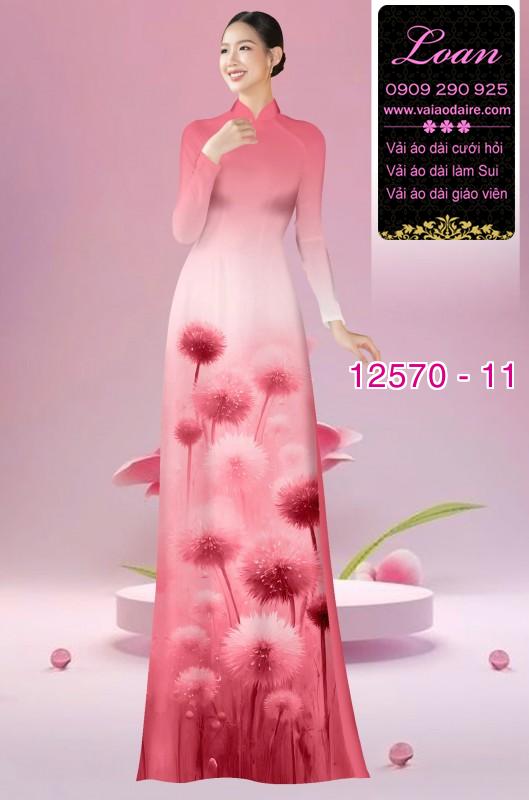 Vải áo dài hoa bồ công anh in 3D