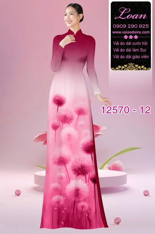 Vải áo dài hoa bồ công anh in 3D