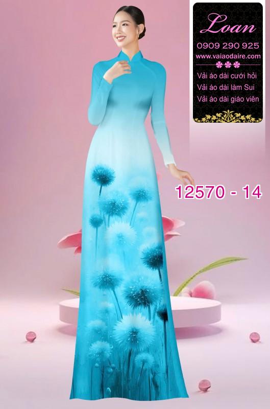 Vải áo dài hoa bồ công anh in 3D