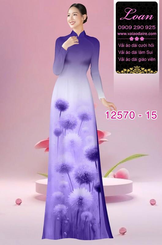 Vải áo dài hoa bồ công anh in 3D