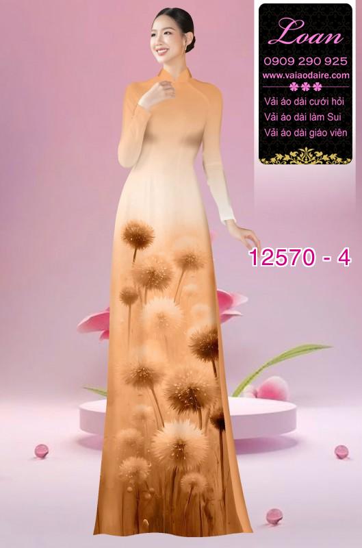 Vải áo dài hoa bồ công anh in 3D
