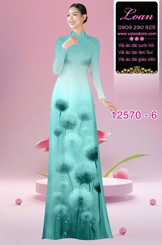Vải áo dài hoa bồ công anh in 3D