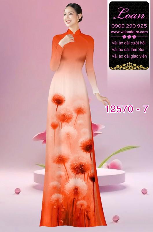 Vải áo dài hoa bồ công anh in 3D