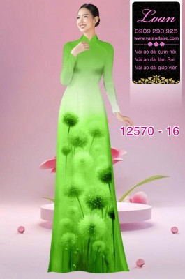 Vải áo dài hoa bồ công anh in 3D-DT 12570