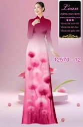 Vải áo dài hoa bồ công anh in 3D