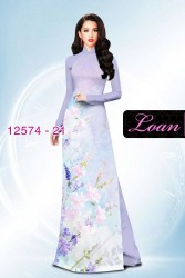 Vải áo dài hoa Oải Hương