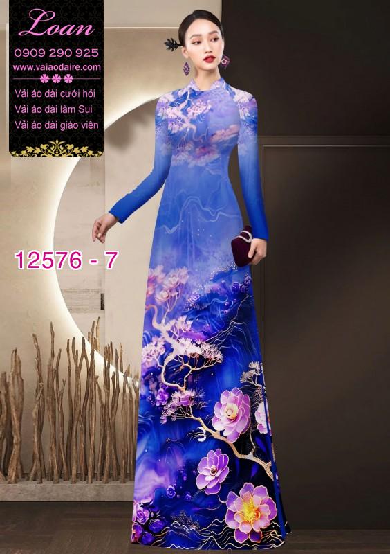 Vải áo dài hoa in 3D