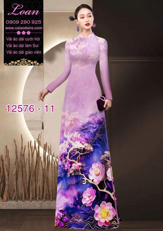 Vải áo dài hoa in 3D