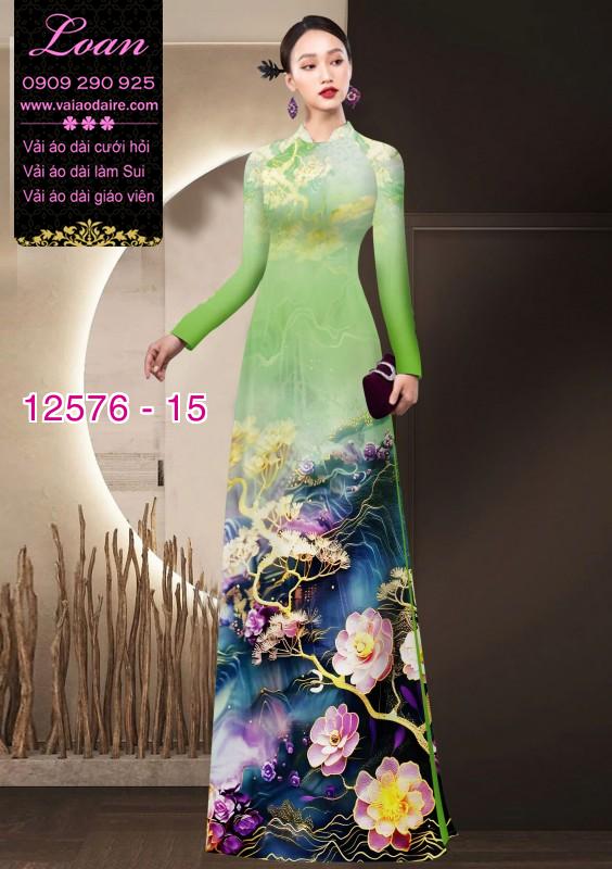 Vải áo dài hoa in 3D
