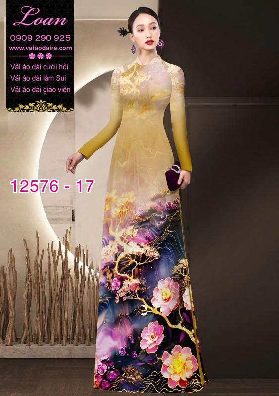 Vải áo dài hoa in 3D