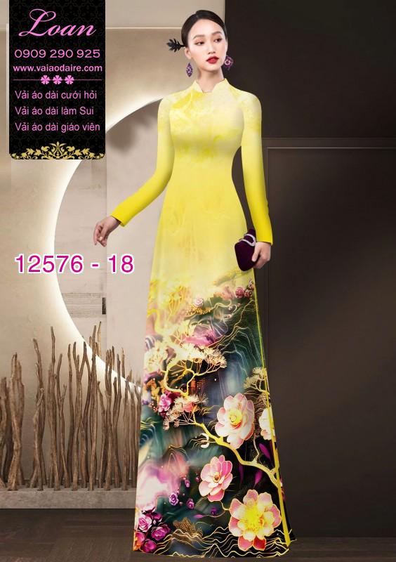 Vải áo dài hoa in 3D