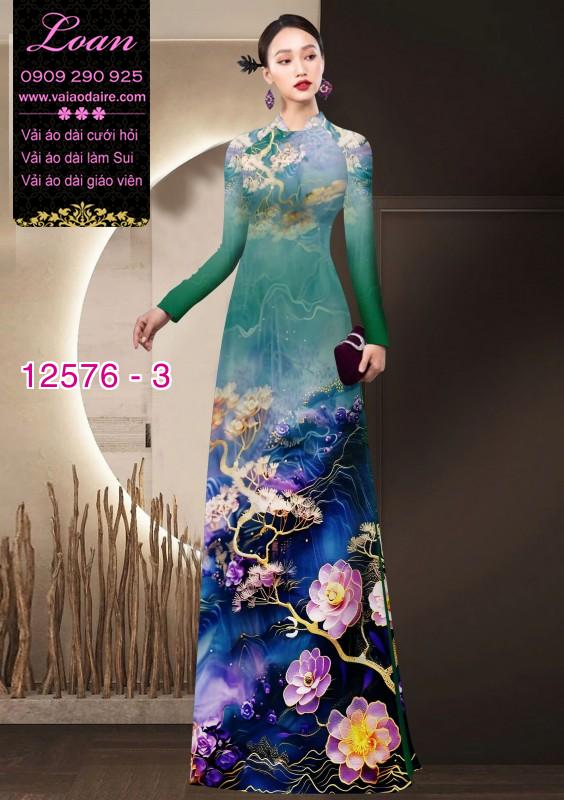 Vải áo dài hoa in 3D