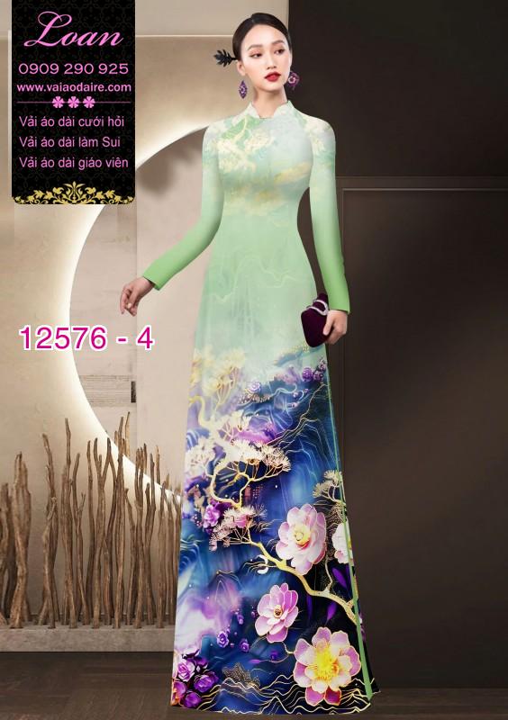 Vải áo dài hoa in 3D