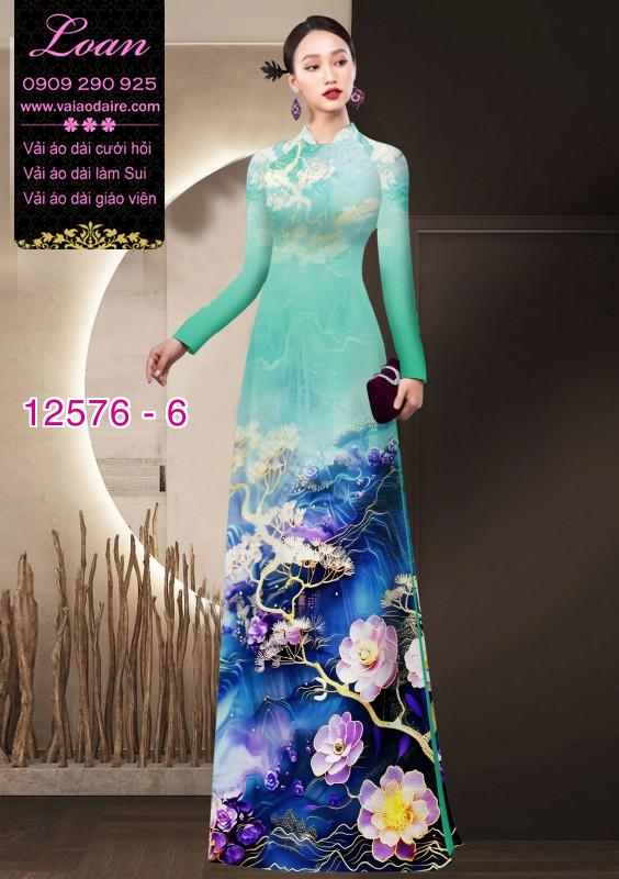 Vải áo dài hoa in 3D