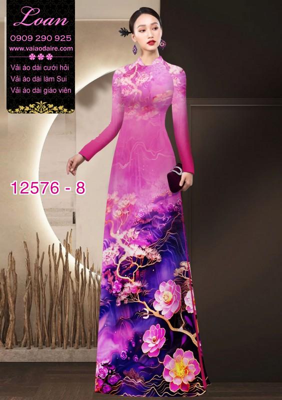 Vải áo dài hoa in 3D