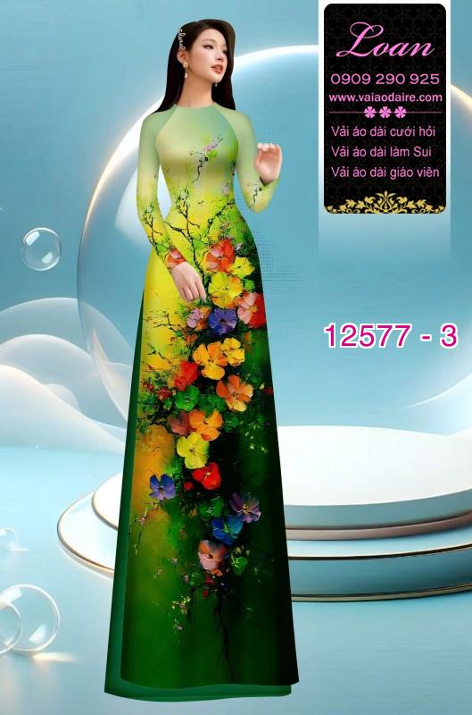 Vải áo dài hoa in 3D