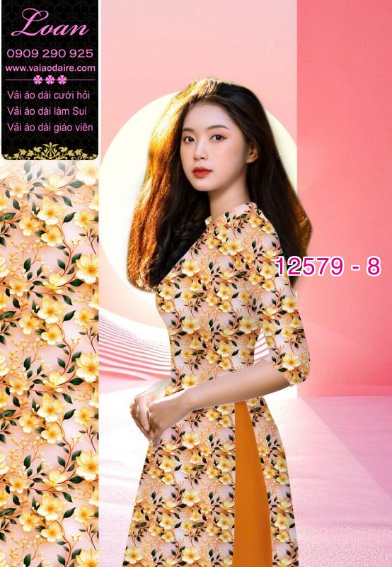 Vải áo dài hoa nhỏ toàn thân