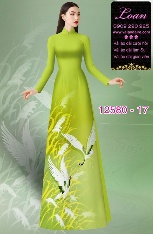 Vải áo dài chim hạc in 3D