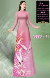 Vải áo dài chim hạc in 3D