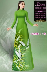 Vải áo dài chim hạc in 3D