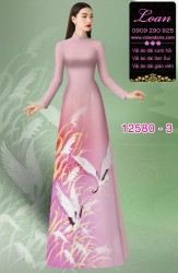Vải áo dài chim hạc in 3D