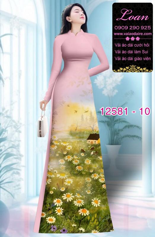 Vải áo dài hoa cúc họa mi