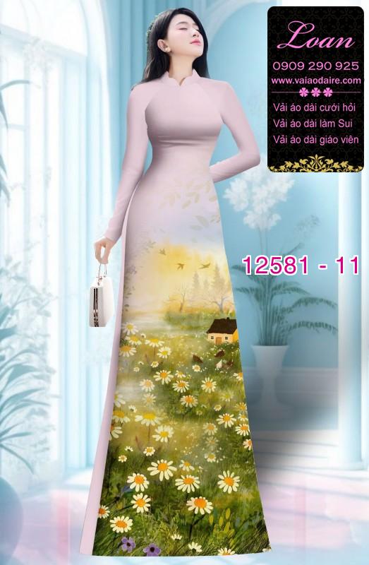 Vải áo dài hoa cúc họa mi