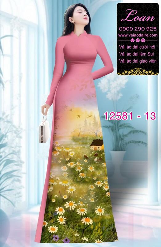 Vải áo dài hoa cúc họa mi