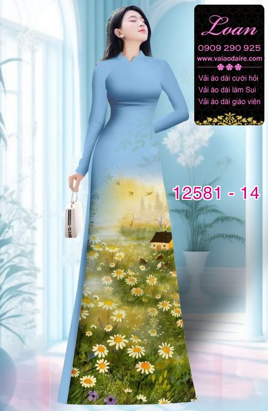 Vải áo dài hoa cúc họa mi