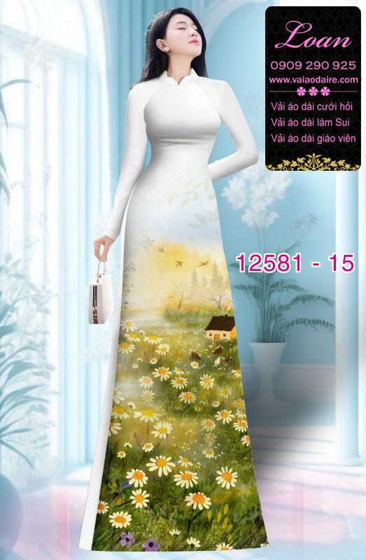 Vải áo dài hoa cúc họa mi