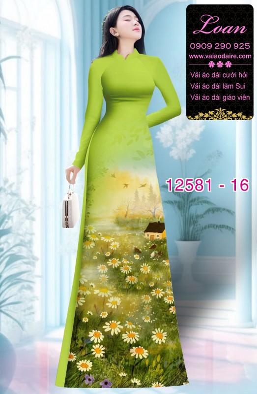 Vải áo dài hoa cúc họa mi
