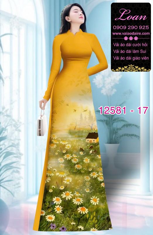 Vải áo dài hoa cúc họa mi