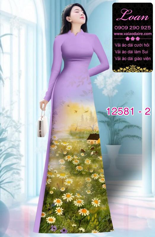 Vải áo dài hoa cúc họa mi