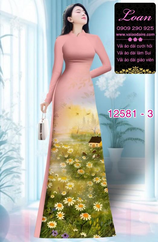 Vải áo dài hoa cúc họa mi