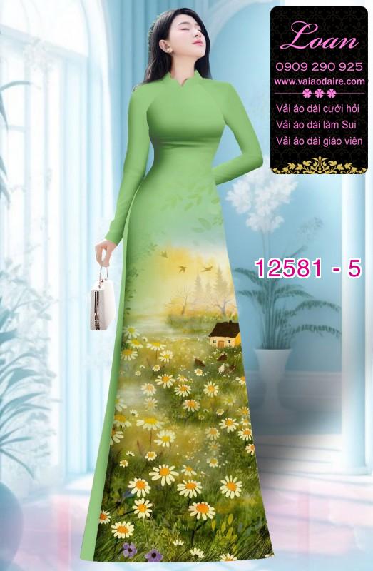 Vải áo dài hoa cúc họa mi