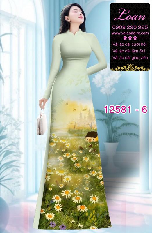 Vải áo dài hoa cúc họa mi