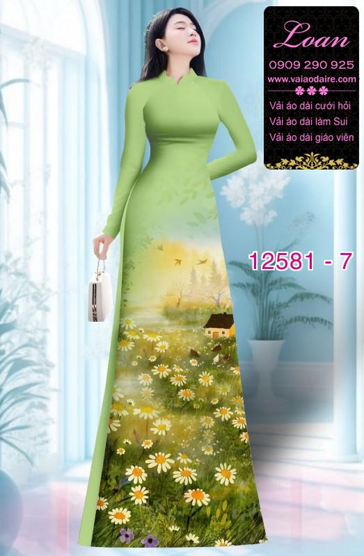 Vải áo dài hoa cúc họa mi